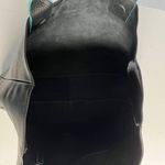 Black Deertan Cowhide Leather Tote Bag Teal Trim Classic Minimalist Purse Photo 5