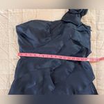 Rickie Freeman Teri Jon Navy Ruffle Tiered Formal Gown w/ Rosette Bow Strap Photo 11