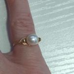 2‎ Faux Pearl White and Gray Wire Rings Silver Gold Tone Sizes 5 & 5.5 Dainty Photo 3