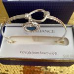 Brilliance Blue Heart Charm Bangle Bracelet W/ Swarovski Crystals Photo 7
