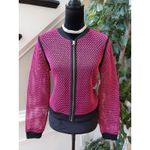 a.n.a  Bomber Jacket Womens PL Pink Black Mesh Polyester Long Sleeve Full Zip Photo 13
