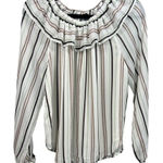 Ann Taylor NWT‎  Striped Ruffle Neck Long Sleeve Blouse Top Size Medium Photo 0