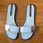 ZARA  White Leather Slides Photo 0