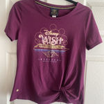 Disney Wish Womens Small Purple Inaugural Sailing Twist Front Graphic Tee Cruise Photo 0