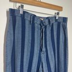 Free People  Jeans Women 30 Wide Leg Side Slit Blue Stripe High Rise Pant Boho Photo 4