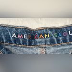 American Eagle  Pride Medium Wash Denim Highest Rise Baggy Shorts Distressed; 14 Photo 3