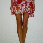 Milly  Mira Paper Peony Print Mini Skirt in Happy Orange Multi Size 6 Photo 1