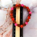 Skull Rose & Cross Handmade Beaded Bracelet Set Pink Red & Black Photo 3