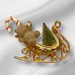 Vintage Christmas Tree,‎ Teddy Bear, Candy Cane Brooch Photo 0