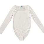 Old Navy  White Long-Sleeve Square-Neck Rib-Knit Bodysuit Size Large Photo 3