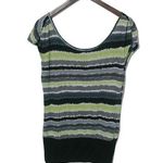G by Guess Guess M Black Lime Striped Bubble Top Photo 0