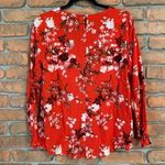 Staccato Women's Floral Print Long Sleeve V-Neck Blouse Top Red Pink - Size S Photo 1