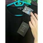 Saks 5th Avenue Area Stars Woven Puff Sleeve Shift Dress Mini Midi Cotton Blend Black Small NWT Photo 6