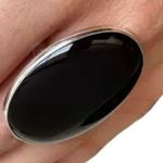 Handmade 7.5 Ring OVAL Black Onyx Gem Solid 925 Sterling Silver Fine Art UNISEX Original Natural Gemstone Statement Photo 8