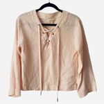 Anthropologie Cloth & Stone Gauze Wide Sleeve Lace Up V Neck Peasant Top Size XS Photo 2