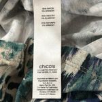 Chico's boho oriental floral ikat print rounded v-neck stretch jersey top US 4 Photo 9