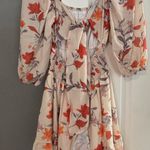 Chic Long Sleeve Floral Dress in Orange and Cream Photo 4