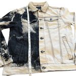 Cotton On Dystopia Bleached Cream And Black Denim Jacket | Size Large Photo 6