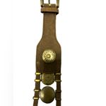 80s brown leather belt suede belt folk rustic belt metallic decoration Photo 3