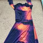 Nasty Gal  ombré sunset tie dye print orange and purple midi slit dress Photo 5