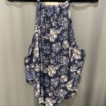 We The Free Daisy Tank Tops Women's Lg Blue Floral Pleated Cotton Sleeveless A02 Photo 0