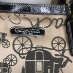 Coach Vintage Horse & Carriage Tan Satin Shoulder Bag Black Leather Straps Photo 15