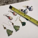 Lot Of 4 Earrings Pierced Christmas Holiday Dangle / Christmas Trees / Snowmen Photo 4