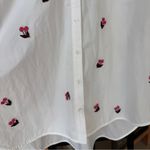 Maeve Anthropologie Cherry Embroidered Bennett Button Up Shirt down tunic long sleeves Photo 6