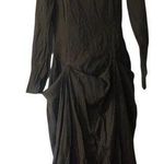 Handmade Black Ruched Long Sleeve Cocktail Gown Photo 0