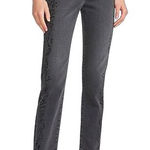 EXPRESS Super High Waisted Black Tonal Snakeskin Print Slim Ankle Jeans NWT Photo 0