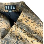 Veda Camel Brown Black Python Snake Print Genuine Leather Mini Skirt size M Size M Photo 3