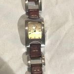 Fossil ES1117 Rectangle Gold Tone Face Brown Leather Link Watch Women Photo 9