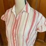 Madewell  Women’s striped red white button down shirt ruffled sleeves size XXS Photo 3