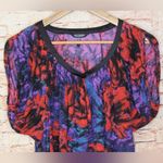 Daisy Fuentes Black and Purple Blouse Photo 2