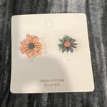 Floral Stud Earrings in Pink and Gray Photo 0