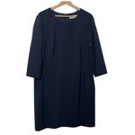 MM.LaFleur  Navy Sheath Dress Women’s Size 14 3/4 Sleeve Office Minimal Career Photo 1