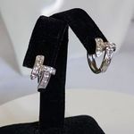 Stainless Steel Huggie Hoop Earrings Nail Ring Design Silver Photo 2