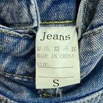 Vintage Y2K Straight Leg Medium Blue Denim Wash Distressed Bib Overalls Photo 4