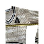 Ultra Flirt  Cream Cable Knit Varsity Sweater with Black “A” Patch Photo 4