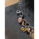 Womens Heart Charm Necklace And Earrings Set With Leopard Print And Lobster Lock Photo 4