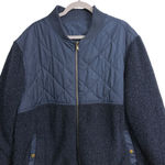 Reversible Navy Quilted Sherpa Fleece Jacket Women’s XL Blue Photo 5