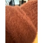 4SIENNA | Burnt Orange Fuzzy Cropped Balloon Sleeve Turtleneck Sweater | Small Photo 5
