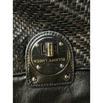 Elliott Lucca Crossbody Bag Womens Black Leather Magdalena Woven Turn Lock Photo 8