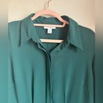 Topshop Dark Green Pleated Long Sleeve Button Up Structured Shirtdress US10 Photo 7