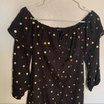 Forever 21 Off Shoulder Dress Black Gold Polka Dots Photo 5