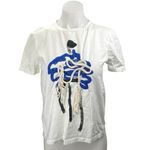 ZARA Women's White Blue Abstract Print Rope Short Sleeve T Shirt Tee Top Size S Photo 1