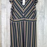 Monteau Los Angeles Size 3X Green Striped V-Neck Ruffle Cap Sleeve Sheath Dress Photo 1