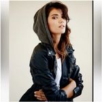 We The Free Black Vegan Leather Moto Jacket with Hood Photo 1