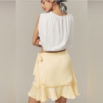 Anthropologie Maeve Butter Gold Yellow Ruffle Flowy Side Tie Mini Skirt Photo 1