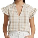 Veronica Beard Veronica‎ Beard Milly Plaid Flutter Sleeve Shirt size Medium in Multi Photo 1